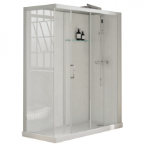 Cabine de douche Brooklyn 120x90cm verre transparent profilés Gris - KINEDO Réf. CA241GTNE