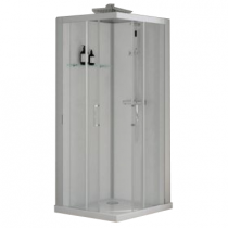 Cabine de douche Brooklyn 90x90cm portes coulissantes verre transparent profilés Gris - KINEDO Réf. CA250GTNE