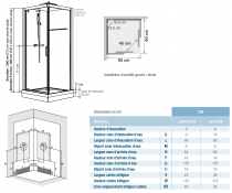 Cabine de douche Brooklyn 90x90cm portes coulissantes verre transparent profilés Gris - KINEDO Réf. CA250GTNE