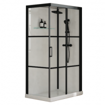 Cabine de douche Brooklyn Factory 110x80cm verre transparent profilés Noir- KINEDO Réf. CA240N2BHE