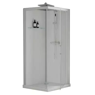 Cabine de douche Brooklyn Factory 90x90cm porte pivotante verre transparent profil�s Gris - KINEDO R�f. CA260GTNE