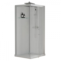 Cabine de douche Brooklyn Factory 90x90cm porte pivotante verre transparent profilés Gris - KINEDO Réf. CA260GTNE