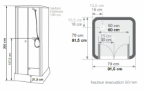 Cabine de douche Delta 70x70 portes pivotantes - KINEDO Réf. CA18