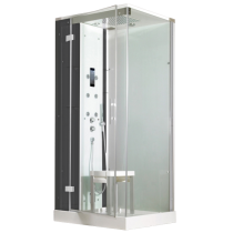 Cabine de douche Horizon 110 Hammam receveur faible hauteur Porte coulissante Perle Noire - KINEDO Réf. CMH119N12