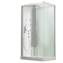 Cabine de douche Horizon 110 receveur faible hauteur Porte coulissante Version Hydromassante Acier - KINEDO Réf. CH119A12