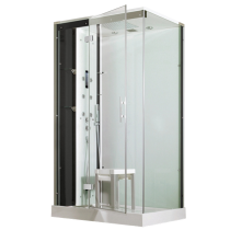 Cabine de douche Horizon 110 receveur faible hauteur Porte pivotante Perle Noire - KINEDO Réf. CMH139N12