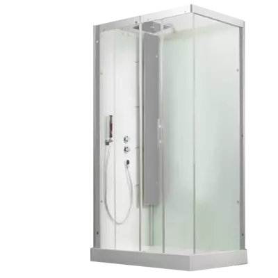 Cabine de douche Horizon 120 receveur faible hauteur Porte coulissante Version Thermostatique Acier - KINEDO R�f. CA114A12