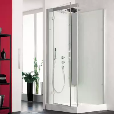 Cabine de douche Horizon C80 Receveur faible hauteur Porte pivotante Version thermostatique Acier - KINEDO R�f. CA136A12