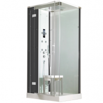 Cabine de douche Horizon C90 Hammam Receveur faible hauteur Porte pivotante Perle Noire - KINEDO Réf. CMH137N12