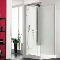 Cabine de douche Horizon C90 Receveur faible hauteur Porte pivotante Acier - KINEDO Réf. CA137A12