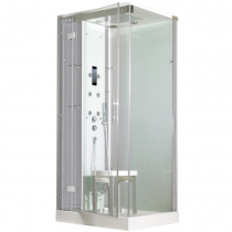 Cabine de douche Horizon C90 Receveur faible hauteur Porte pivotante Hydromassante + Hammam Acier - KINEDO Réf. CMH137A12