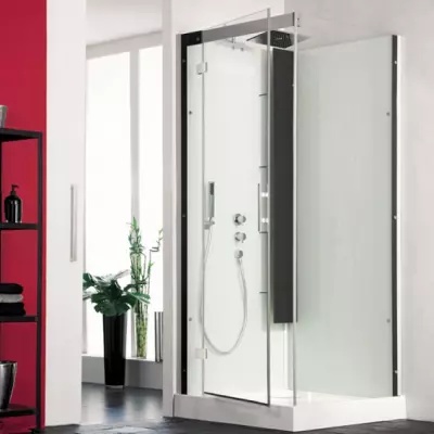 Cabine de douche Horizon C90 Receveur faible hauteur Porte pivotante Version standard Perle Noire - KINEDO R�f. CA137N12