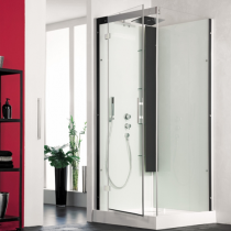 Cabine de douche Horizon C90 Receveur faible hauteur Porte pivotante Version standard Perle Noire - KINEDO Réf. CA137N12