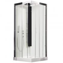 Cabine de douche Horizon C90 Receveur faible hauteur Portes coulissantes Version standard Perle Noire - KINEDO Réf. CA117N12