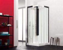 Cabine de douche Horizon C90 Receveur faible hauteur Portes coulissantes Version standard Perle Noire - KINEDO Réf. CA117N12