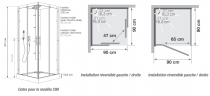 Cabine de douche Horizon C90x90 Porte pivotante Version Hydromassante Perle Noire - KINEDO Réf. CH137N12