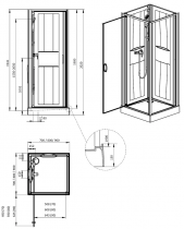 Cabine de douche Izi Box 2 carré 70x70cm porte pivotante Verre central opaque - LEDA Réf. L11IZBP00701