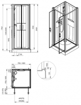 Cabine de douche Izi Box 2 en angle 70x70cm portes battantes Verre central opaque - LEDA Réf. L11IZBB00701
