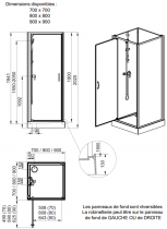 Cabine de douche Izi Glass 2 70x70cm mitigeur mécanique / porte pivotante verre transparent - LEDA Réf. L11IZP00701M