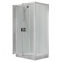 Cabine de douche Kineprime Glass 100 angle 100x80 2 portes pivotantes mitigeur thermostatique receveur 9cm - KINEDO Réf. CA900T