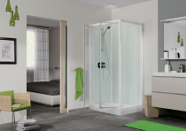 Cabine de douche Kineprime Glass 100 angle 100x80 2 portes pivotantes mitigeur thermostatique receveur 9cm - KINEDO Réf. CA900T