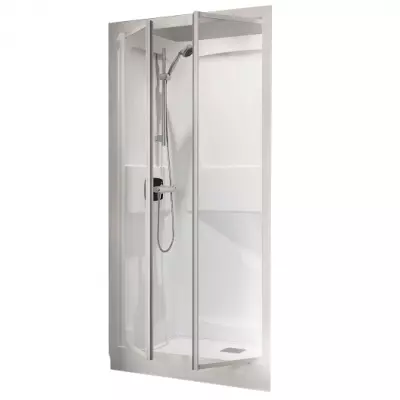 Cabine de douche Kineprime Glass 100 niche 100x80 2 portes pivotantes mitigeur m�canique receveur 15cm - KINEDO R�f. CA9000MTN