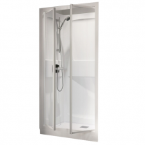 Cabine de douche Kineprime Glass 100 niche 100x80 2 portes pivotantes mitigeur mécanique receveur 15cm - KINEDO Réf. CA9000MTN