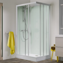 Cabine de douche Kineprime Glass angle 100x80 porte pivotante mitigeur mécanique receveur 18cm - KINEDO Réf. CA724MTN