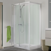 Cabine de douche Kineprime Glass angle 120x80 porte pivotante mitigeur mécanique receveur 18cm - KINEDO Réf. CA734MTN