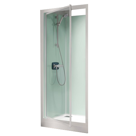 Cabine de douche Kineprime Glass angle 120x80 portes coulissantes mitigeur  thermostatique receveur 9cm - KINEDO Réf. CA704TTN