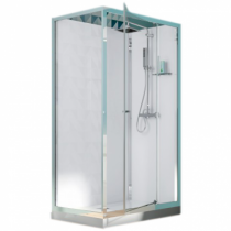 Cabine de douche rectangulaire Eden 100x80 porte pivotante profilé Chromé verre Transparent - KINEDO Réf. CA826