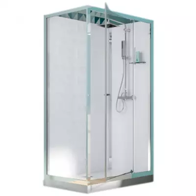 Cabine de douche rectangulaire Eden 120x80 porte pivotante profil� Chrom� verre Transparent - KINEDO R�f. CA827