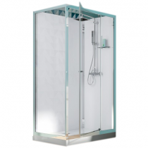 Cabine de douche rectangulaire Eden 120x80 porte pivotante profilé Chromé verre Transparent - KINEDO Réf. CA827
