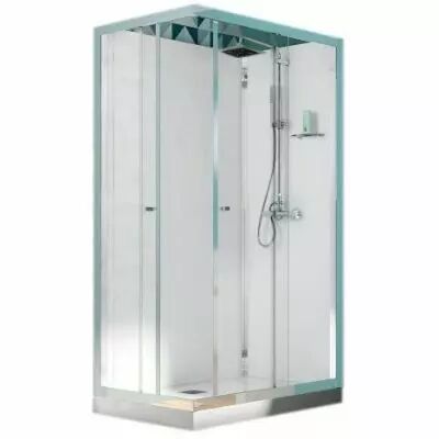 Cabine de douche rectangulaire Eden 120x80 portes coulissantes profil� Chrom� verre Transparent - KINEDO R�f. CA837