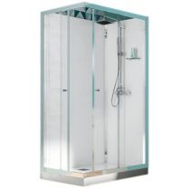 Cabine de douche rectangulaire Eden 120x80 portes coulissantes profilé Chromé verre Transparent - KINEDO Réf. CA837