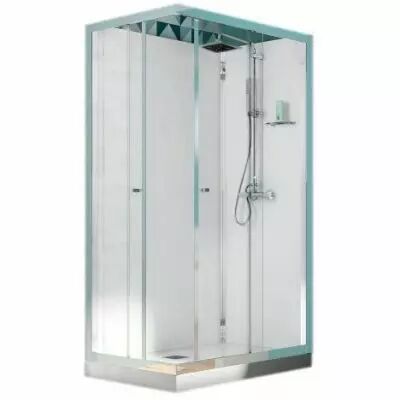 Cabine de douche rectangulaire Eden 120x80 portes coulissantes profil� Chrom� verre Transparent - KINEDO R�f. CA837