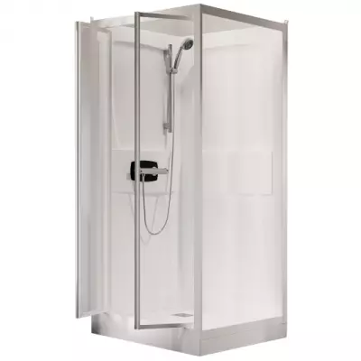 Cabine Kineprime 100 angle 100x80 mitigeur m�canique receveur 9cm 2 portes pivotantes transparent - KINEDO R�f. CA590MTN