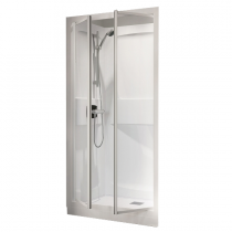 Cabine Kineprime C niche 100x80 mitigeur mécanique receveur 9cm 2 portes pivotantes transparent - KINEDO Réf. CA5900MTN