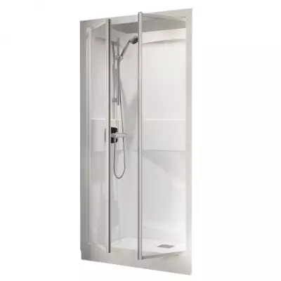 Cabine Kineprime C niche 100x80 mitigeur thermostatique receveur 9cm 2 portes pivotantes transparent - KINEDO R�f. CA5900TTN