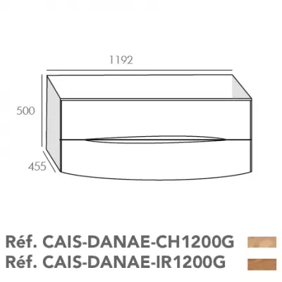 Caisson Dana� 120cm 2 tiroirs Ch�ne clair pour vasque gauche - O\'DESIGN R�f. CAIS-DANAE-CH1200G
