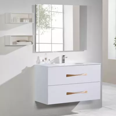 Caisson de meuble Belem 120cm 2 tiroirs pour vasque simple Blanc brillant - O\'DESIGN R�f. CAIS-BEL1200B-SC