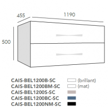 Caisson de meuble Belem 120cm 2 tiroirs pour vasque simple Blanc brillant - O\'DESIGN Réf. CAIS-BEL1200B-SC