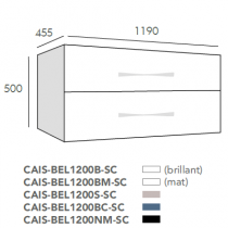 Caisson de meuble Belem 120cm 2 tiroirs pour vasque simple Blanc craie - O\'DESIGN Réf. CAIS-BEL1200BM-SC