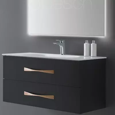Caisson de meuble Belem 120cm 2 tiroirs pour vasque simple Noir mat - O\'DESIGN R�f. CAIS-BEL1200NM-SC