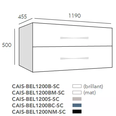 Caisson de meuble Belem 120cm 2 tiroirs pour vasque simple Sable satin� - O\'DESIGN R�f. CAIS-BEL1200S-SC