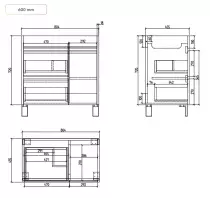 Caisson de meuble Dandy 80cm Chêne doré / vasque en option - OZE Réf. CAIS-DANDY800CD