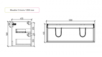 Caisson de meuble Harmonie 120cm 2 tiroirs Argile (sans vasque) - OZE Réf.CAIS-HAR1200AR