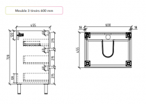 Caisson de meuble Harmonie 60cm 3 tiroirs Argile (sans vasque) - OZE Réf. CAIS-HAR600AR-3T