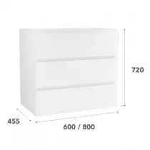 Caisson de meuble Harmonie 60cm 3 tiroirs Argile vasque en option - OZE Réf. CAIS-HAR600AR-3T