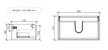 Caisson de meuble Harmonie 80cm 1 tiroir Blanc mat (sans vasque) - OZE Réf. CAIS-HAR800BM-1T